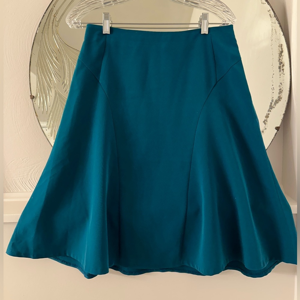 The Limited Teal Flare Knee-Length Skirt, Petite Small